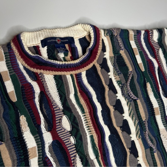 Cotton Traders Other - VTG 90s Cotton Traders Men's Colorful 3D Knit Crew Neck Sweater - Size Large